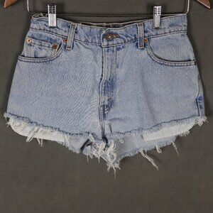 VTG Levis 550 Shorts Womens Size 6 Denim Hot Pants Jorts Beach Boho Raw Hem 90s